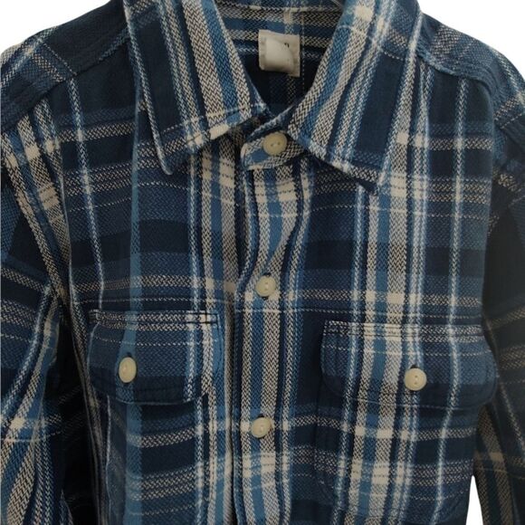 NWT GAP cotton twill button down shirt in blue & white plaid size medium - Picture 1 of 11